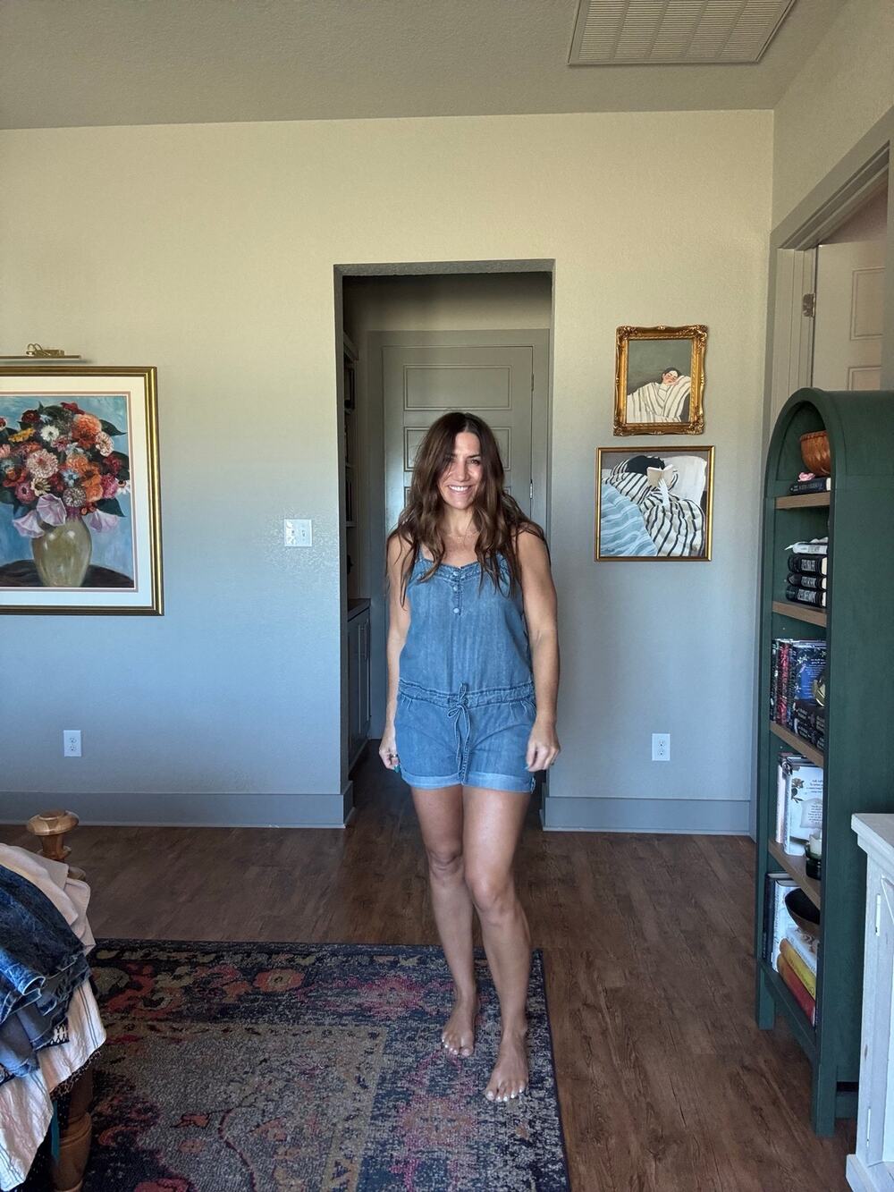 Free People FreeStyle Revolution Denim Chambray Romper Size L
